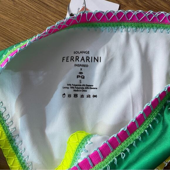 PQ Swim X Solange Ferrarini Crochet Trim Full Bikini bottoms green multi - S - Picture 10 of 11